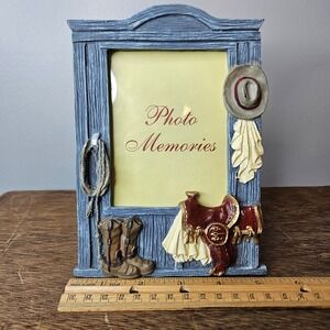 Holiday Traditions Western Cowboy Boots Saddle Lasso Hat 3D Photo Frame 3.5x5